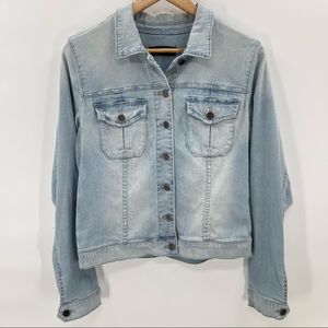 Kut from the Kloth Light Wash Denim Jacket Size Large